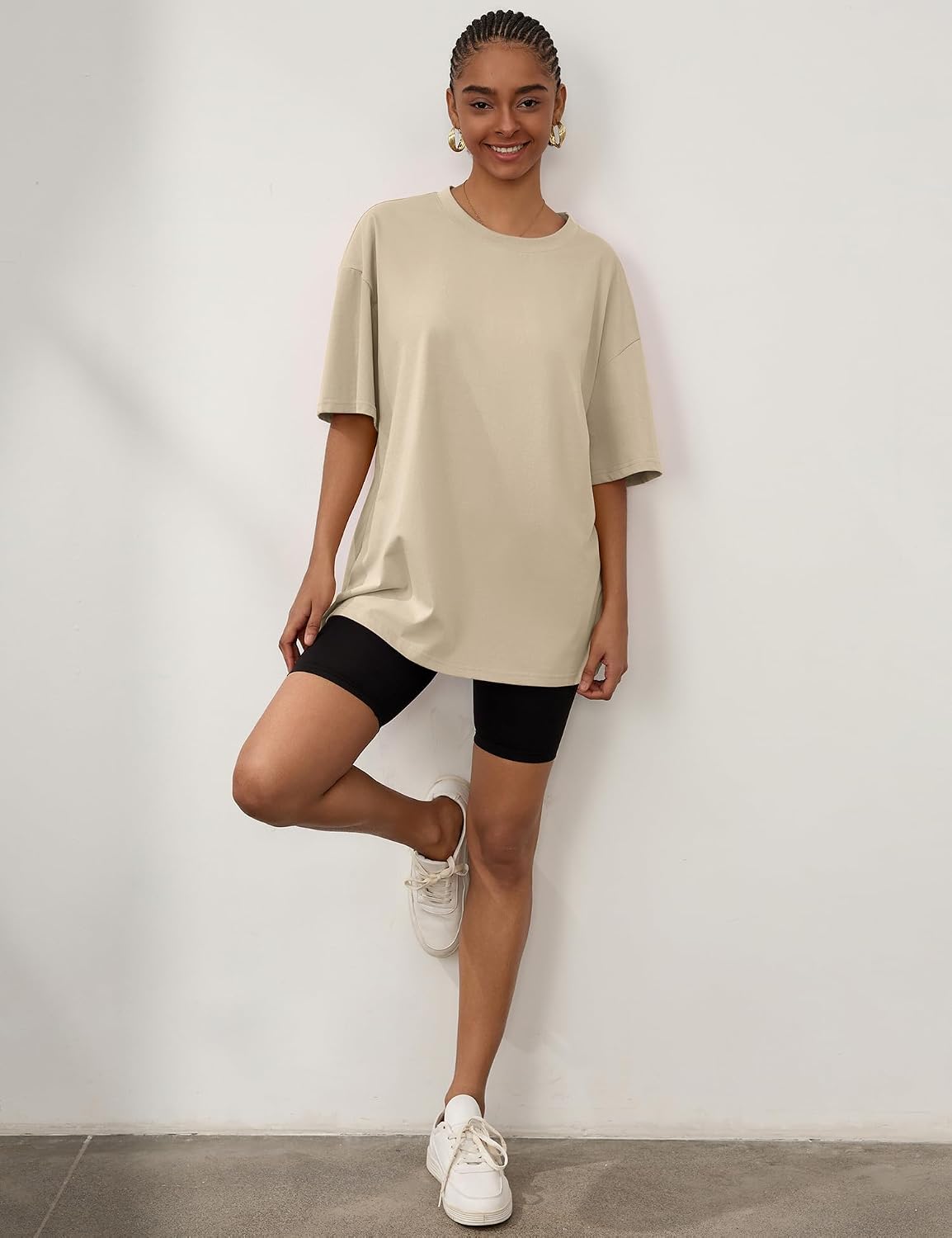 Rapbin Women Oversized T Shirt Short Sleeve Cotton Tops Crew Neck Loose Shirt Summer Casual Tee 2025