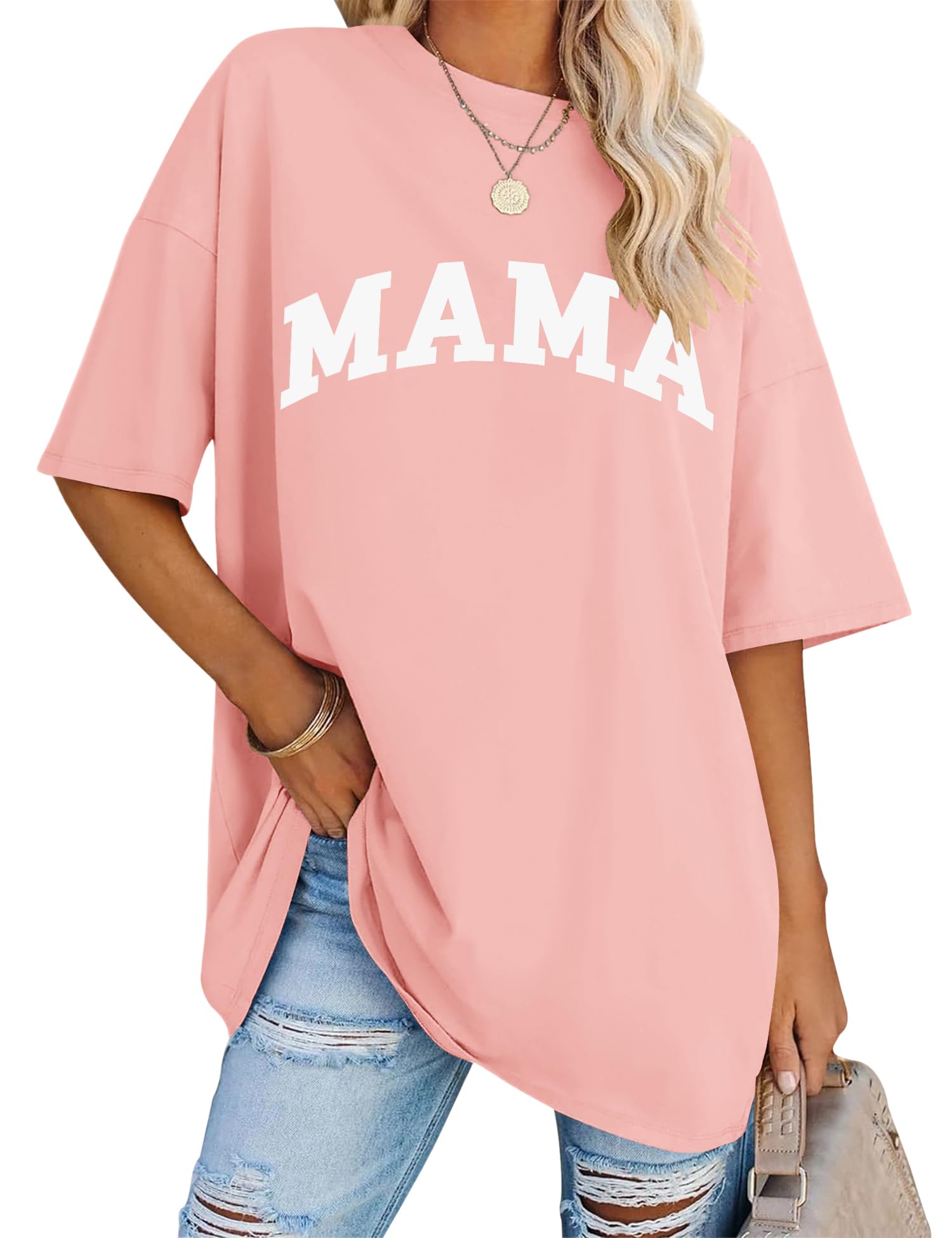 Rapbin Women Oversized T Shirt Short Sleeve Cotton Tops Crew Neck Loose Shirt Summer Casual Tee 2025