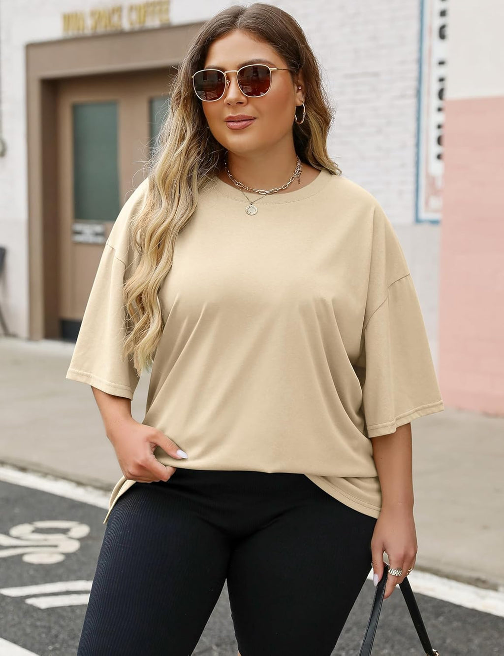 Rapbin Women Oversized T Shirt Short Sleeve Cotton Tops Crew Neck Loose Shirt Summer Casual Tee 2025