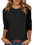 Zeagoo Womens 3/4 Sleeve Tops Casual Crew Neck Blouses Summer T Shirts