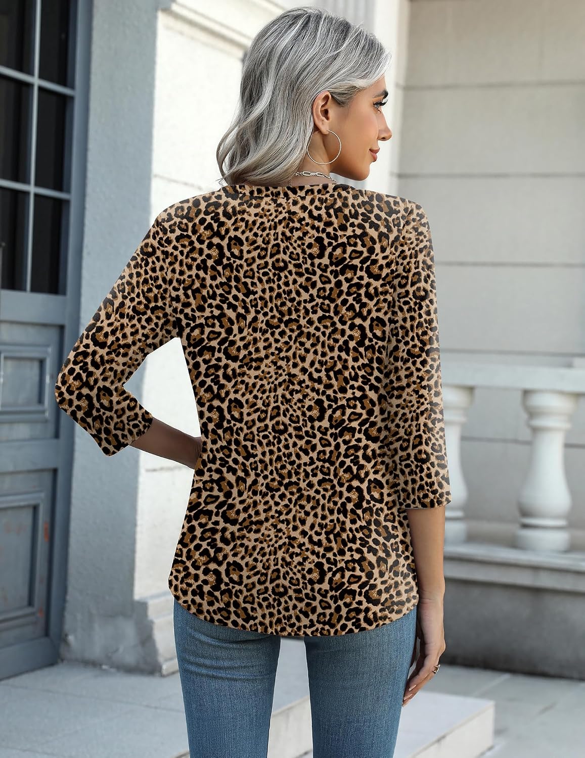 Zeagoo Womens 3/4 Sleeve Tops Casual Crew Neck Blouses Summer T Shirts