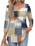 Rapbin 3/4 Sleeve Tops for Women UK V Neck Babydoll Top Button Down Blouse Ladies Casual Tunic Elegant Tees
